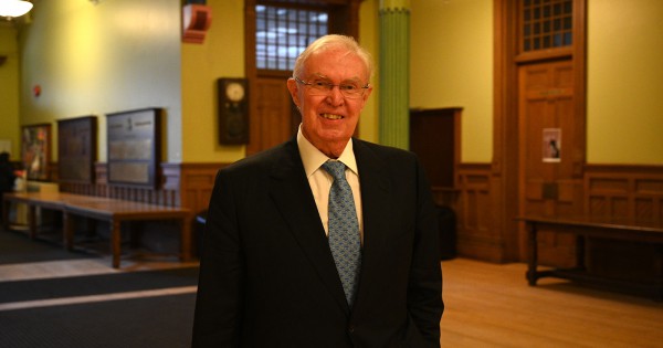 Former NATO ambassador David Wright standing in the lobby of Old Vic. Former NATO ambassador David Wright standing in the lobby of Old Vic.