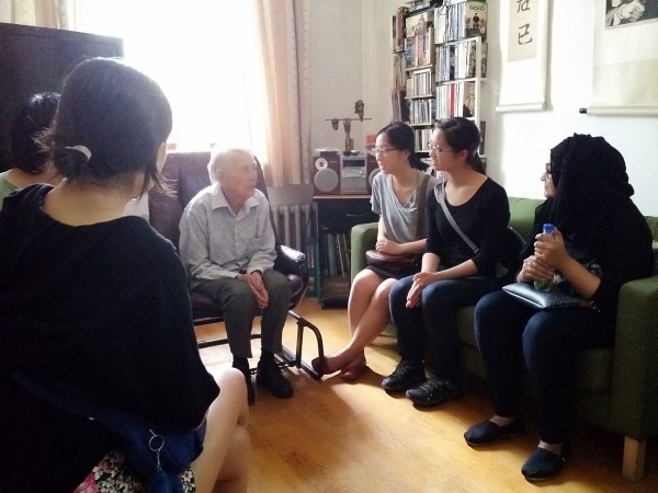 Isabel Crook seated amongst a group of exchange students from Victoria College in China during the year 2010.