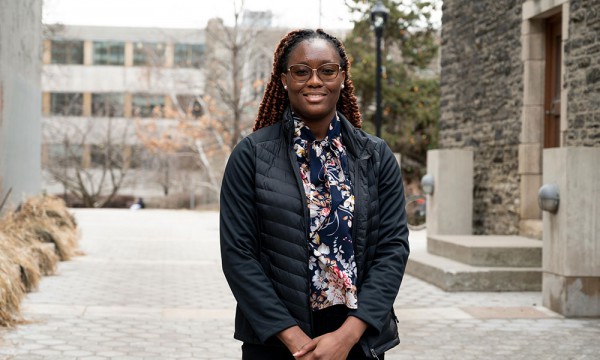 Sharese Taylor standing on Victoria University campus. Sharese Taylor standing on Victoria University campus.