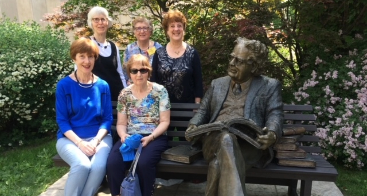 Mary McBride (back row, right) pictured with a group of friends and alumni who gathered for her class’s 50-year reunion at Victoria College in 2018.