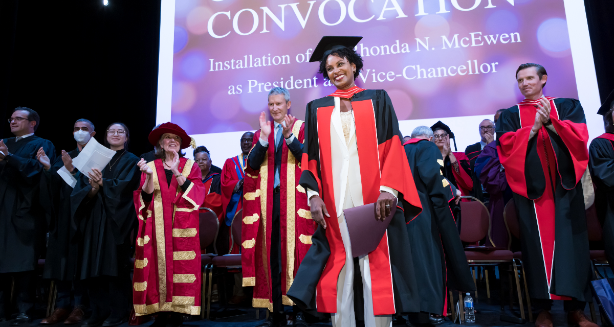 Rhonda McEwen is installed as president and vice-chancellor of Victoria University in 2022. (Photo by Horst Herget)