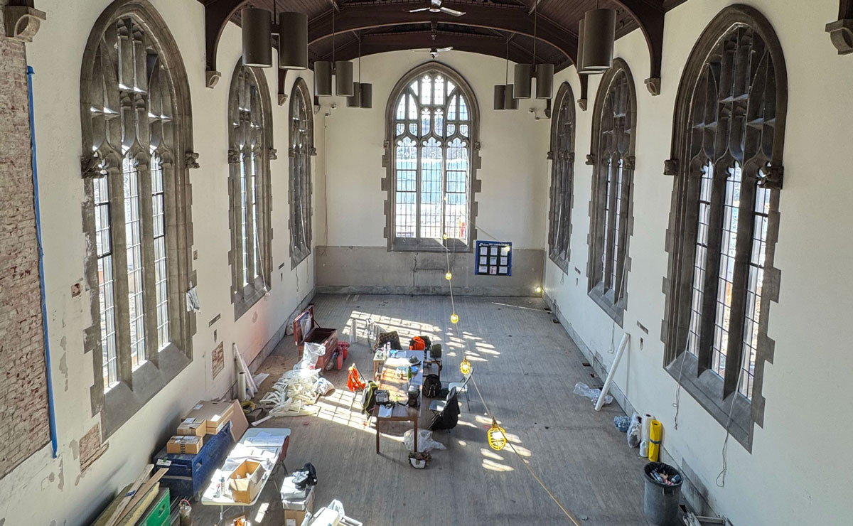 Birge Carnegie reading room under construction. 